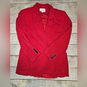 Vintage JH Collectibles Red Wool Front Button Blazer Jacket